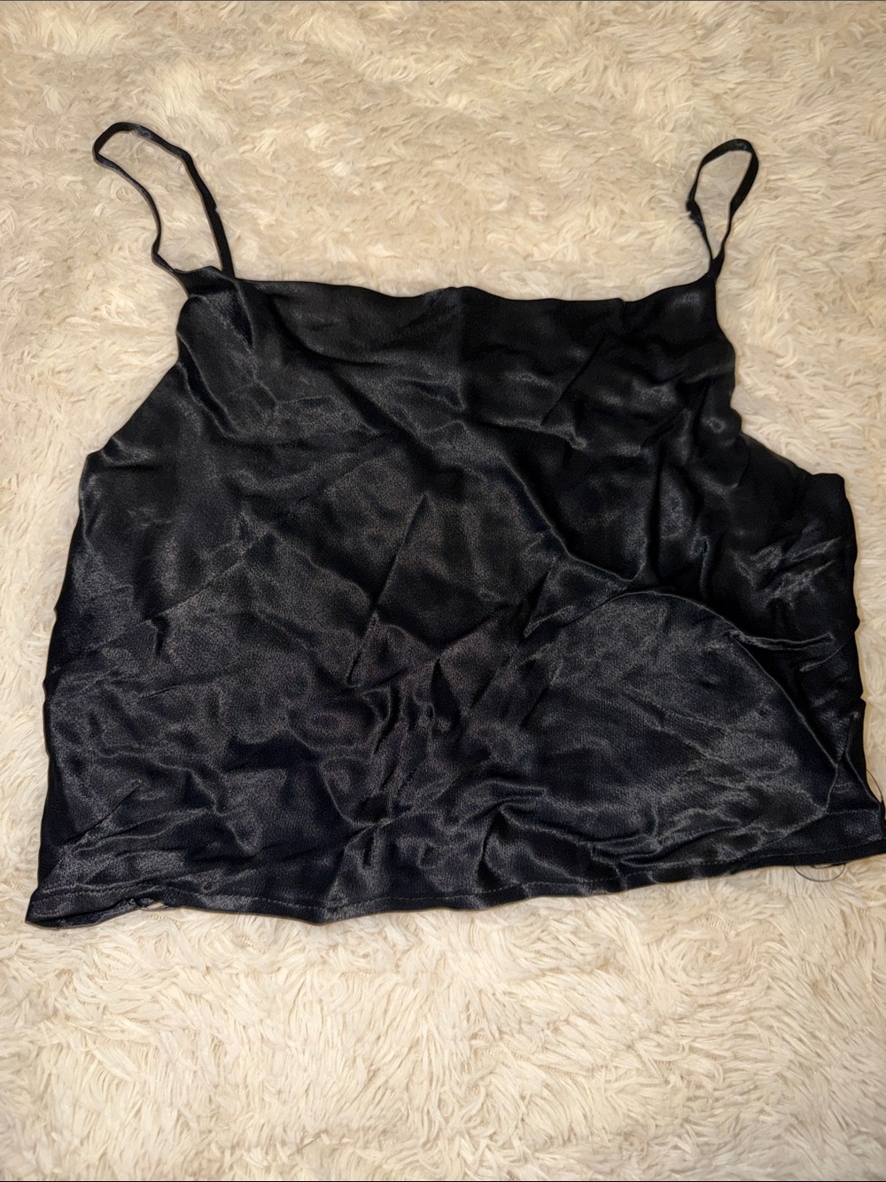 ZARA Black Satin Cami Crop Tank
